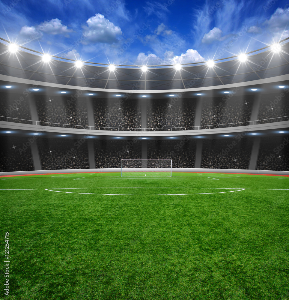 Fototapeta stadion piłkarski z jasnymi światłami