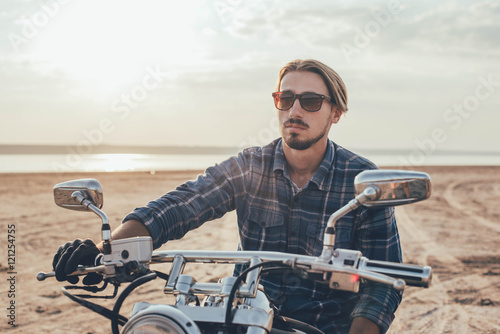 man riding motorcycle