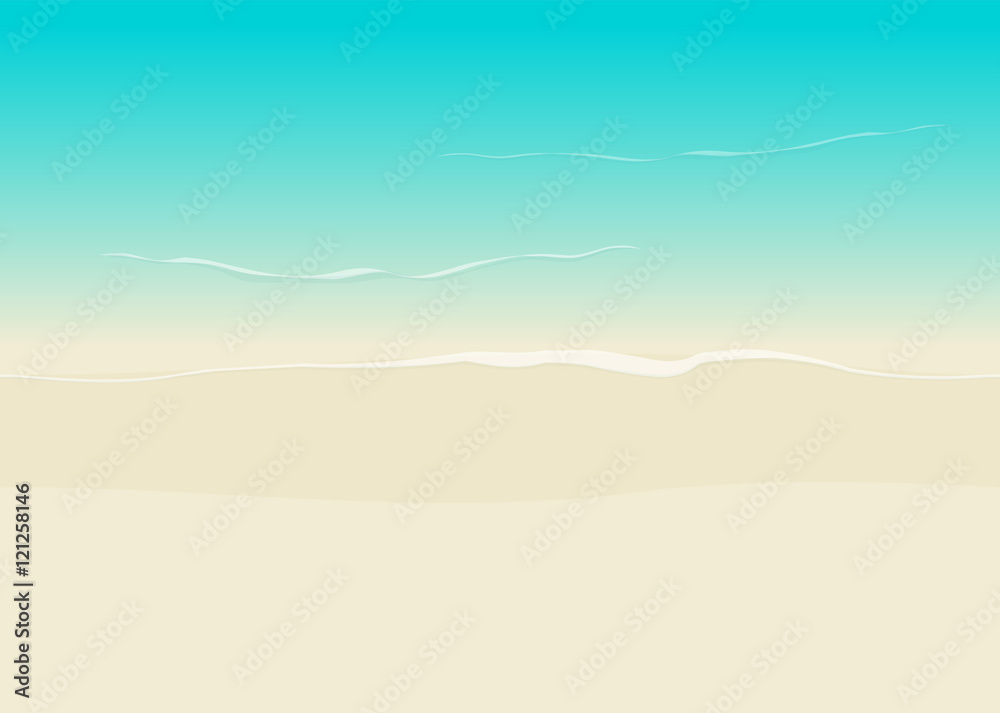 Fototapeta premium Beach background seamless top view vector illustration, sea coast and beach sand backdrop