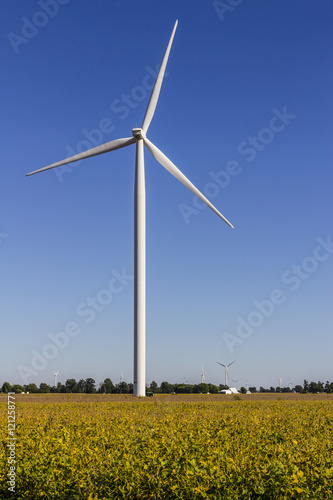 Wind Farm in Central Indiana. Wind and Solar Green Energy areas © jetcityimage