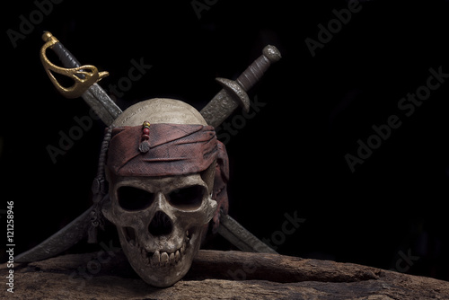 pirate skull with two swords