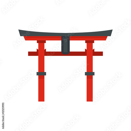 Japan gate icon in flat style on a white background vector illustration