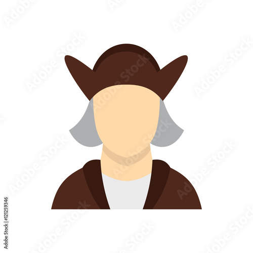 Man wearing in Christopher Columbus costume icon in flat style on a white background vector illustration