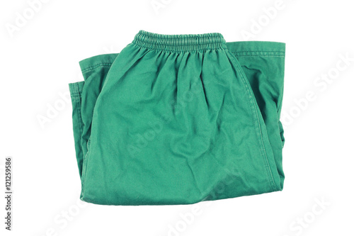 green folding short pants isolated on white