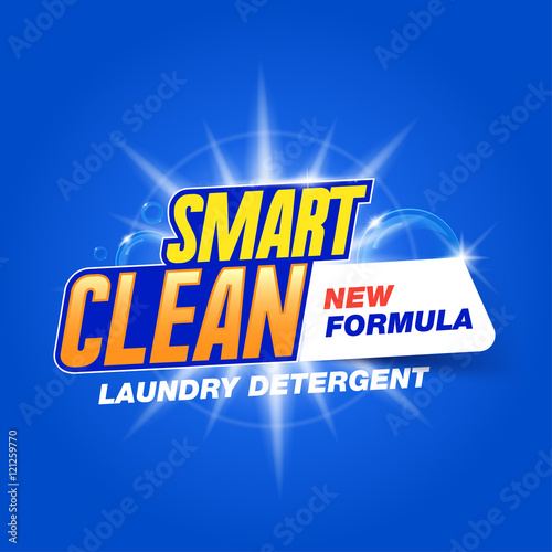Smart clean. Template for laundry detergent. Package design for Washing Powder & Liquid Detergents. Stock vector