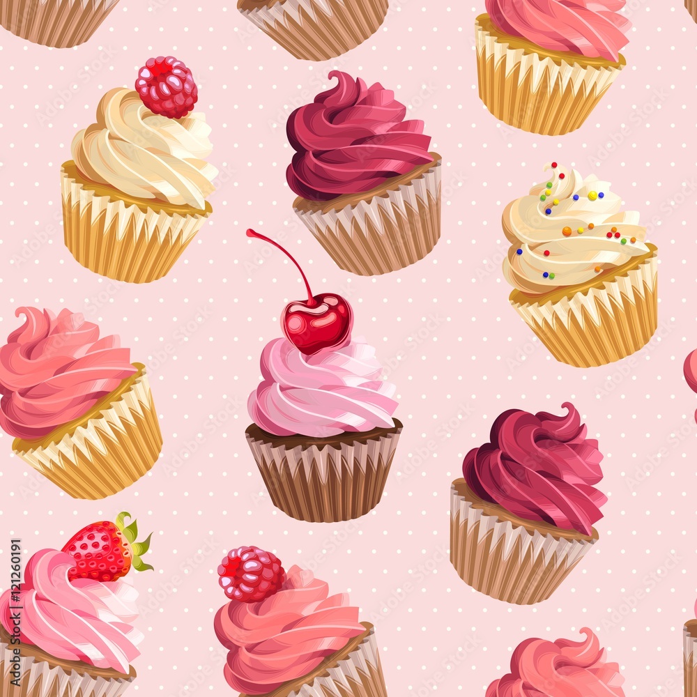 Seamless cupcakes and polka dot Seamless cupcakes and polka dot