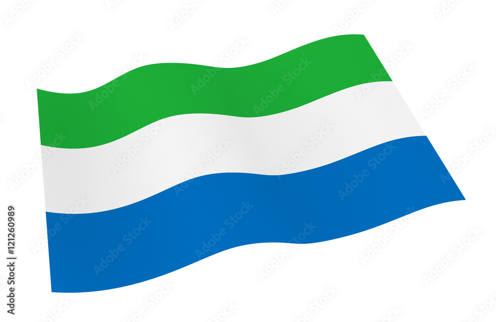 Sierra Leone flag isolated on white background from world flags set. 3D illustration.