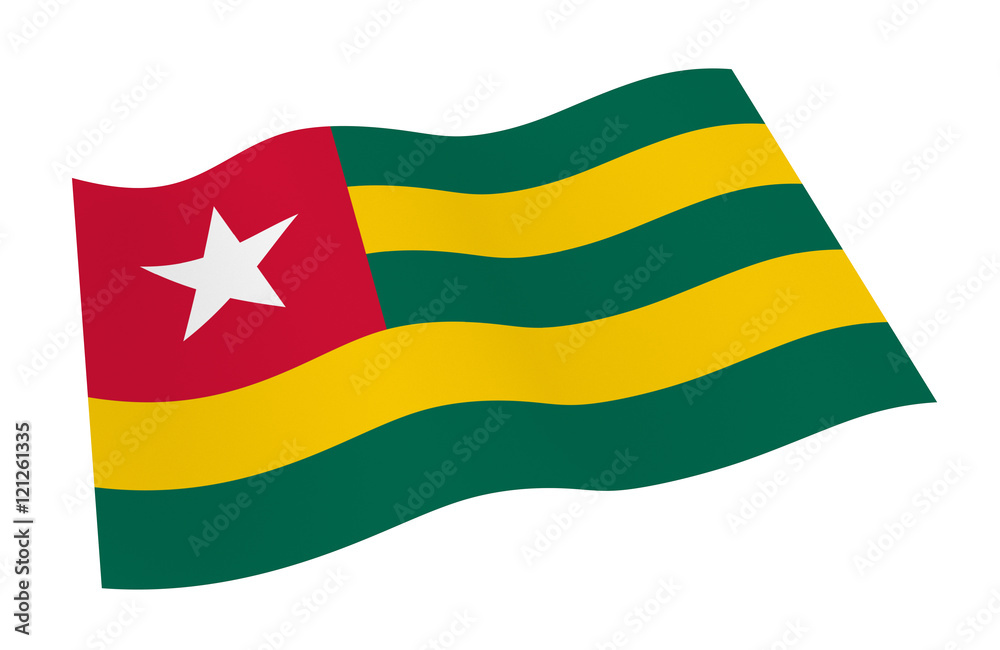 Naklejka premium Togo flag isolated on white background from world flags set. 3D illustration.