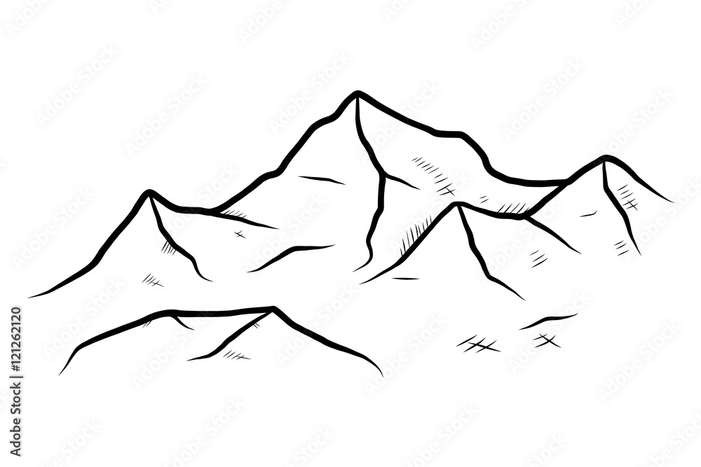 ice mountain / cartoon vector and illustration, black and white, hand drawn, sketch style, isolated on white background.