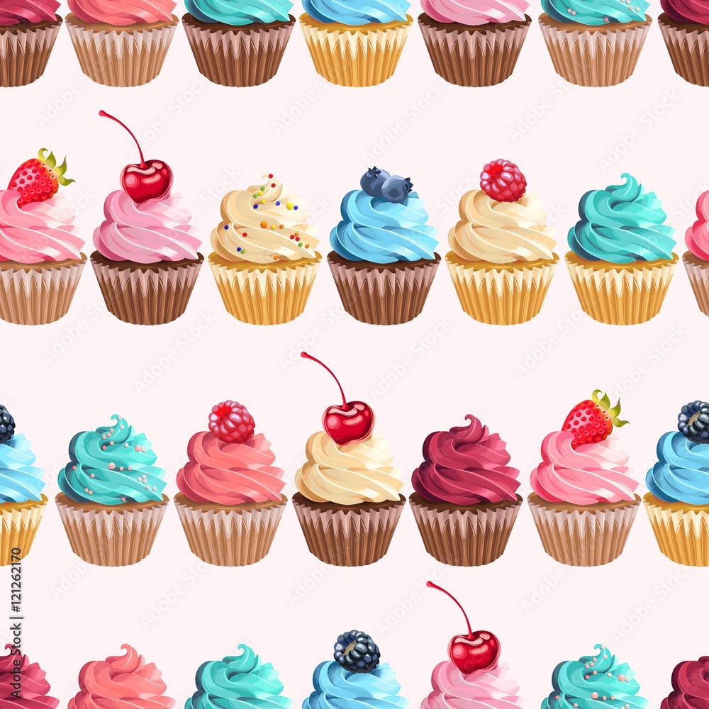 Seamless cupcakes and polka dot Seamless cupcakes and polka dot