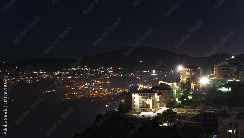 Lebanon mountains lit up at night