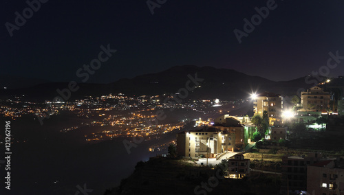 Lebanon mountains lit up at night
