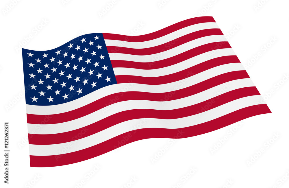 Fototapeta premium United States flag isolated on white background from world flags set. 3D illustration.