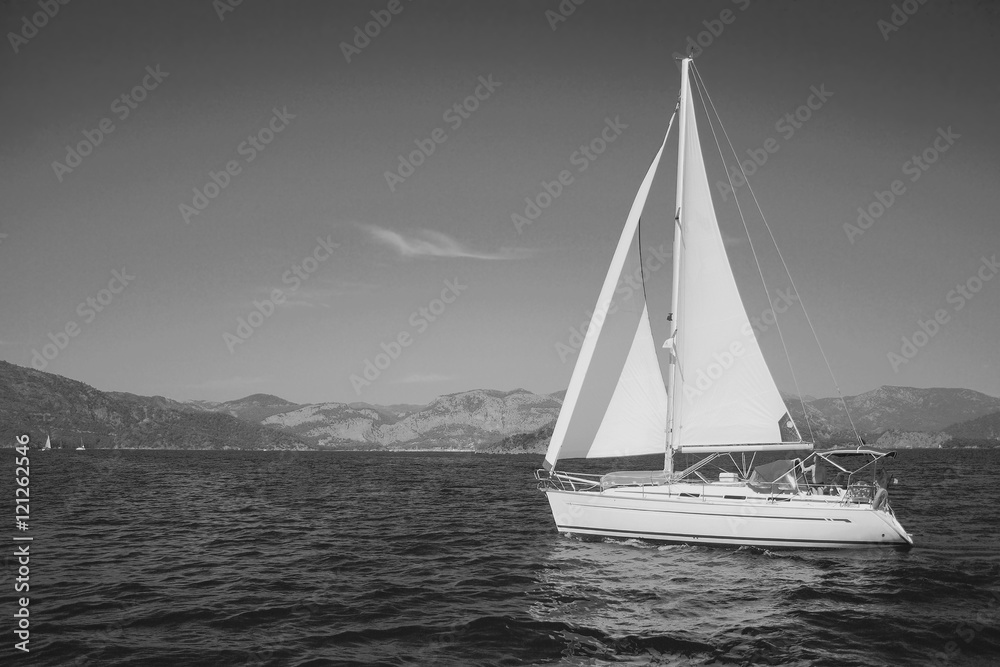 Yacht in Aegean Sea. Fethiye, Mugla, Turkey