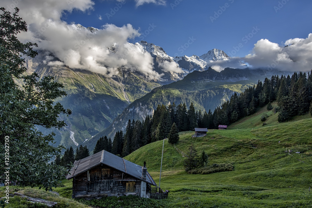 Alpine view near Murren in Switzerland
