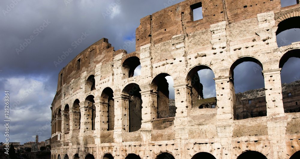 Coliseum with winter clouds in Rome