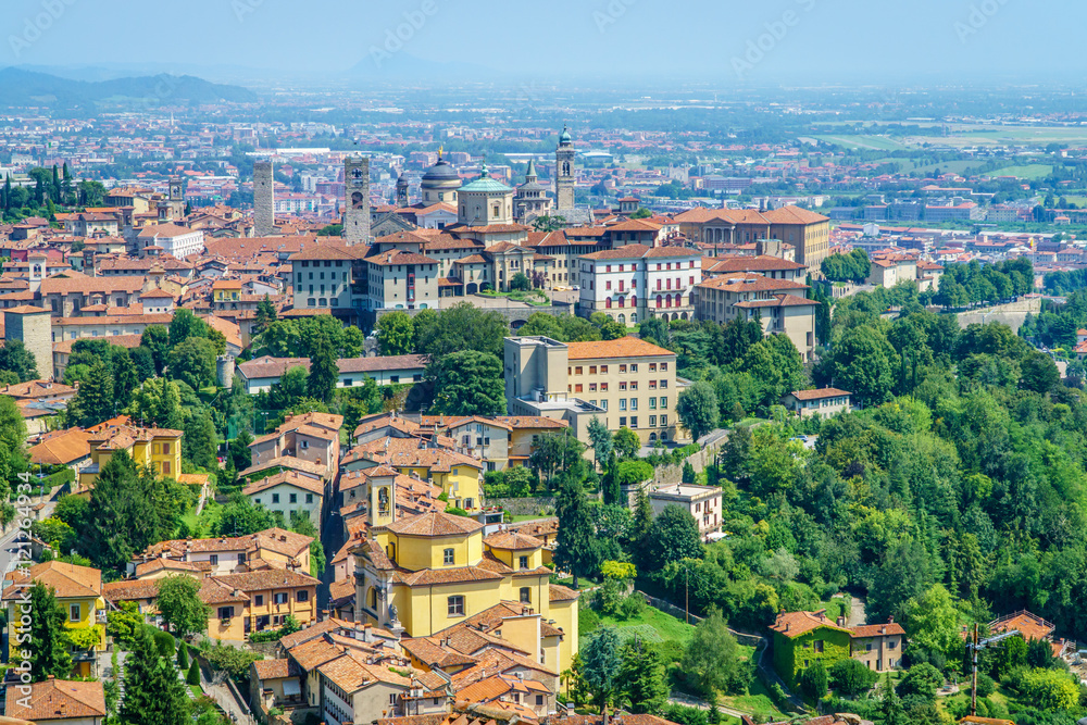 Panoramic view of the high town in Bergamo Italy