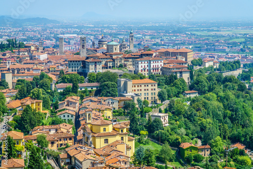 Panoramic view of the high town in Bergamo Italy © gringoglueck