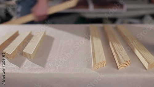 wooden slats on the table