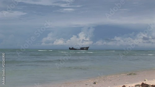 wreck ship in Aruba island in the caribbean photo