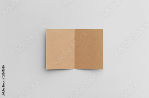 Kraft A6 Bi-Fold / Half-Fold Brochure Mock-Up © Shablon