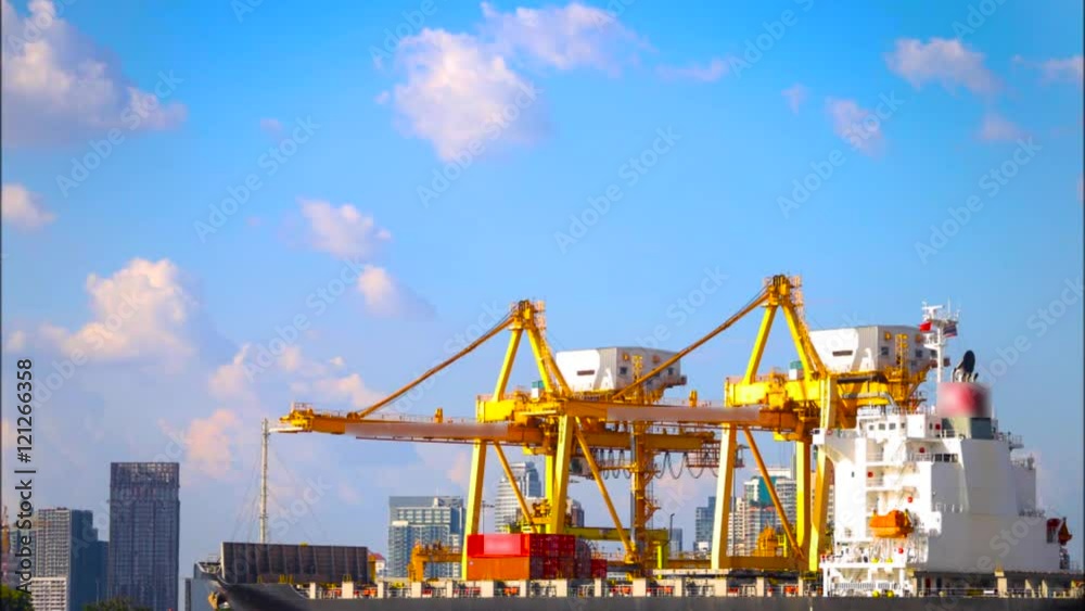 Cargo ship loading goods container Cargo ship loading goods container