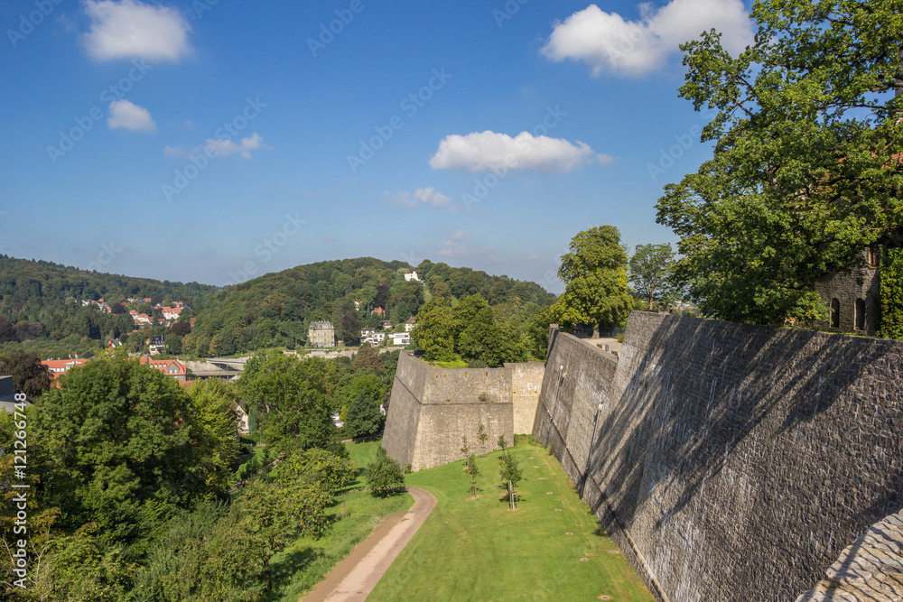 Fortified wall of the Sparrenburg castle in Bielefeld