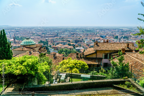 panoramic view of the lower town in Bergamo Italy