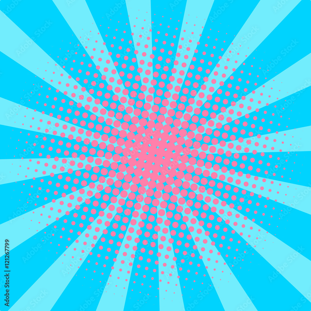 Obraz premium Abstract Creative concept vector comics pop art style blank layout template with clouds beams and isolated dots pattern on background. For Web and Mobile Applications, illustration template design