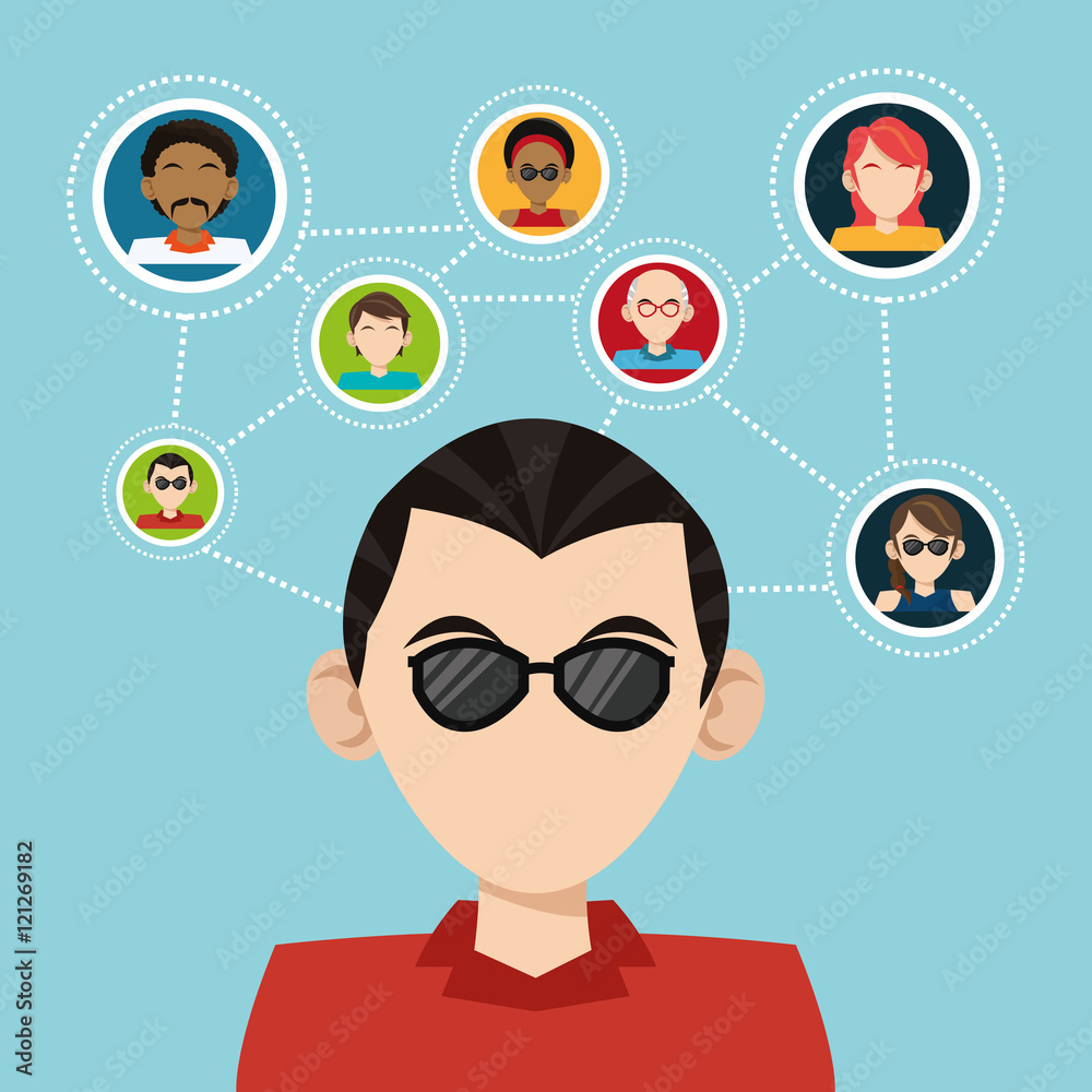 Avatar man people and media icon set. Social media and network theme. Colorful design. Vector illustration