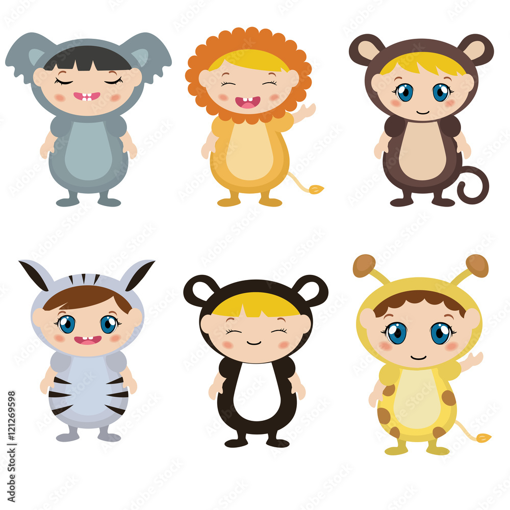 Kids dressed as animal cute costume Kids dressed as animal cute costume