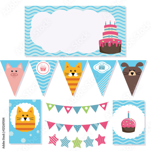 Set of birthday party elements