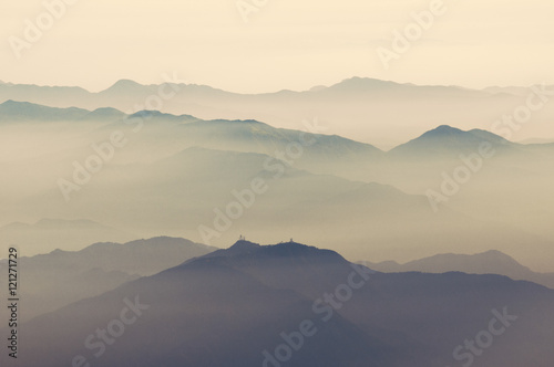 mountain ridges in heat haze