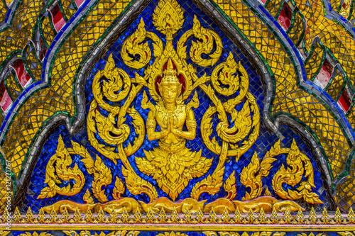 Beautiful of thai art architecture of the Emerald Buddha temple(Wat phra kaew) and Royal Grand Palace ,Bangkok,Thailand.