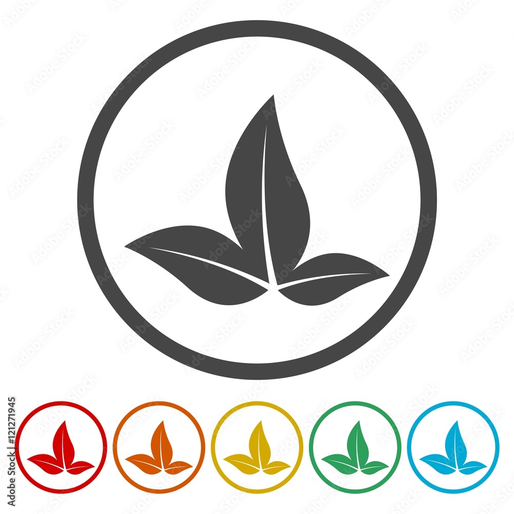 Three green leaf logo. Natural plant symbol. Three green leaf logo. Natural plant symbol.
