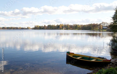 lake landscape with boat