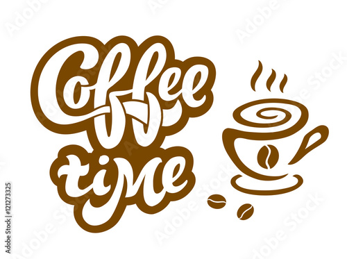 Coffee time - handwritten lettering for restaurant, cafe menu, shop.