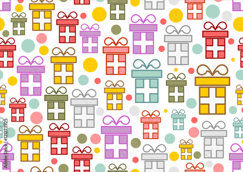 Colorful Vector seamless gift pattern. gift boxes