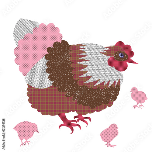 Hand drawn hens and chickens