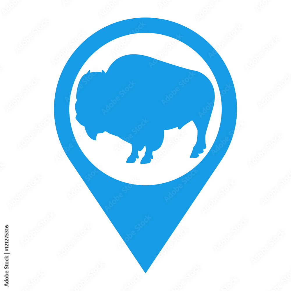 Icono plano localizacion bisonte azul Icono plano localizacion bisonte azul