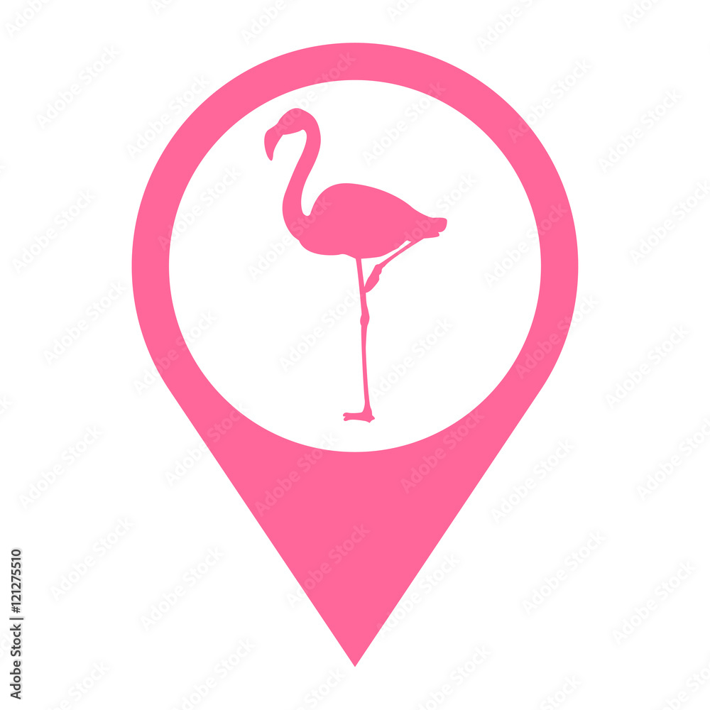 Icono plano localizacion flamenco rosa