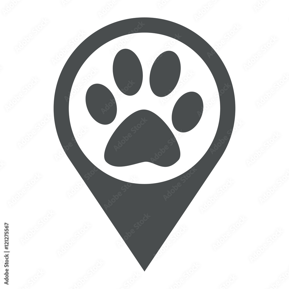 Icono plano localizacion huella gato gris Icono plano localizacion huella gato gris