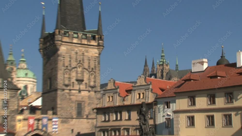 Prague castle to Bridge tower zoom-out,Prague Prague castle to Bridge tower zoom-out,Prague