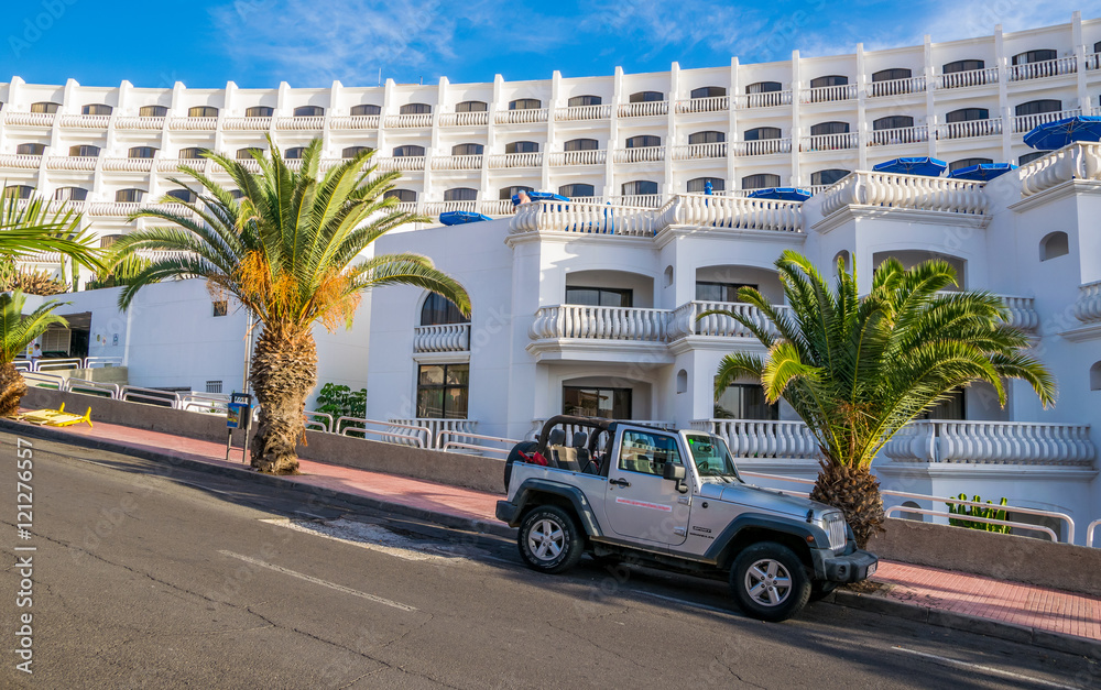 Building of the oriental style luxury hotel, Tenerife island, Spain 