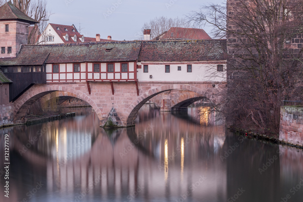 Medieval bridge over the river Pegnitz