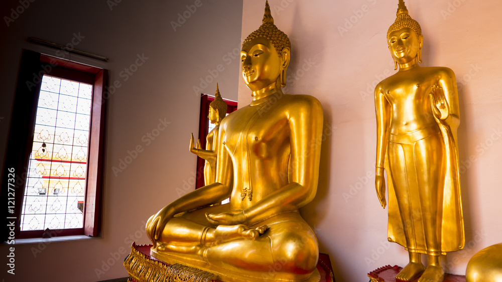 Statue On Rit Buddha gold statue and thai art architecture in Wat Mahathat Yuwarat sa ...