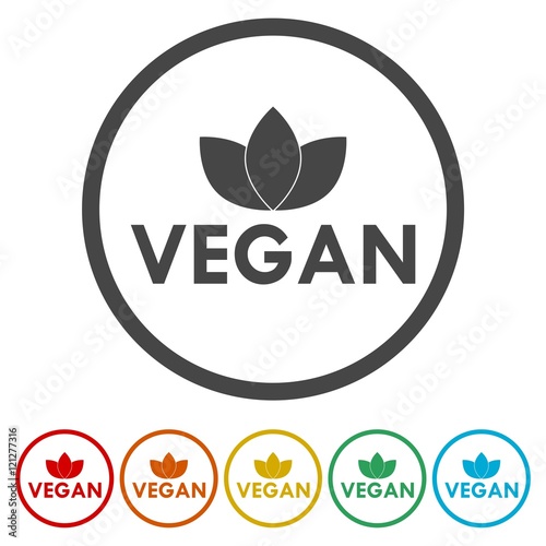 Vegan food icon. Circle shape Isolated on white.
