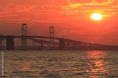 Chsapeake Bay Bridge at sunset. Anne Arundel County, Maryland. Taken at Terrapin Park.