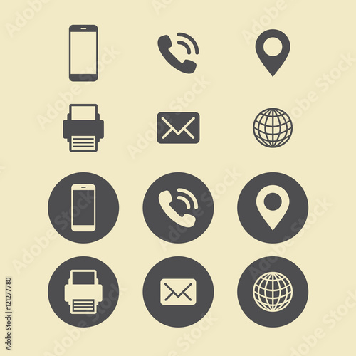 Business Card Icon Set. Web Icons.