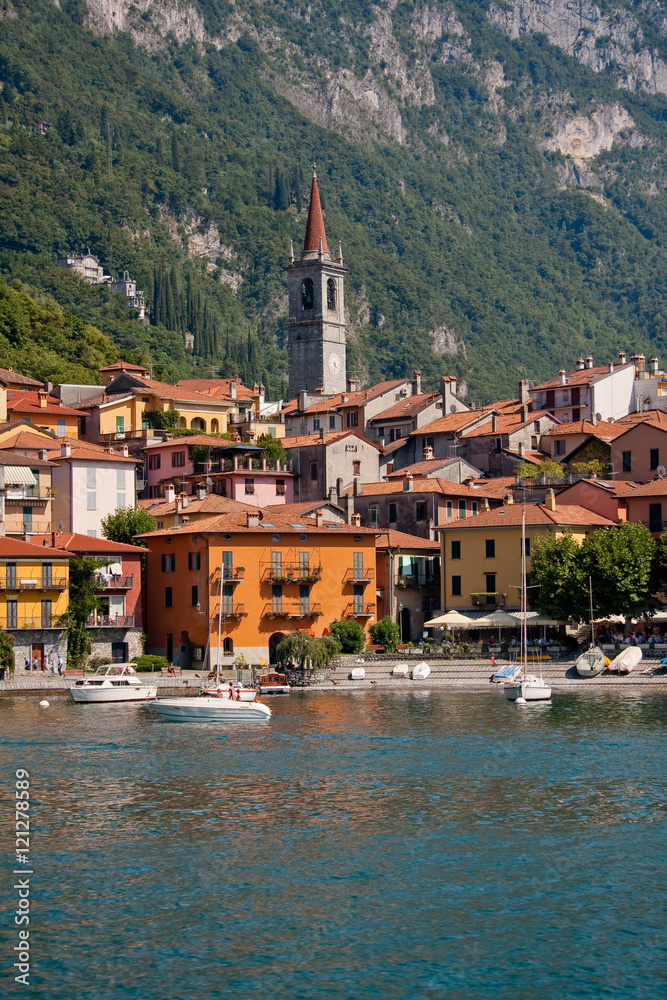 Varenna, a small village with colorful houses by the Commo lake, Italy